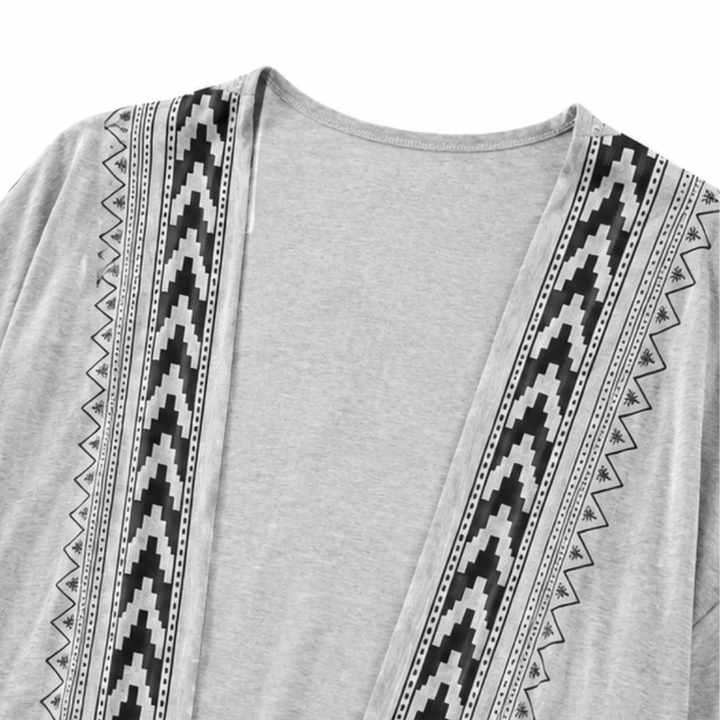 Wearbella – Retro Geometrische Print Open-Front Cardigan