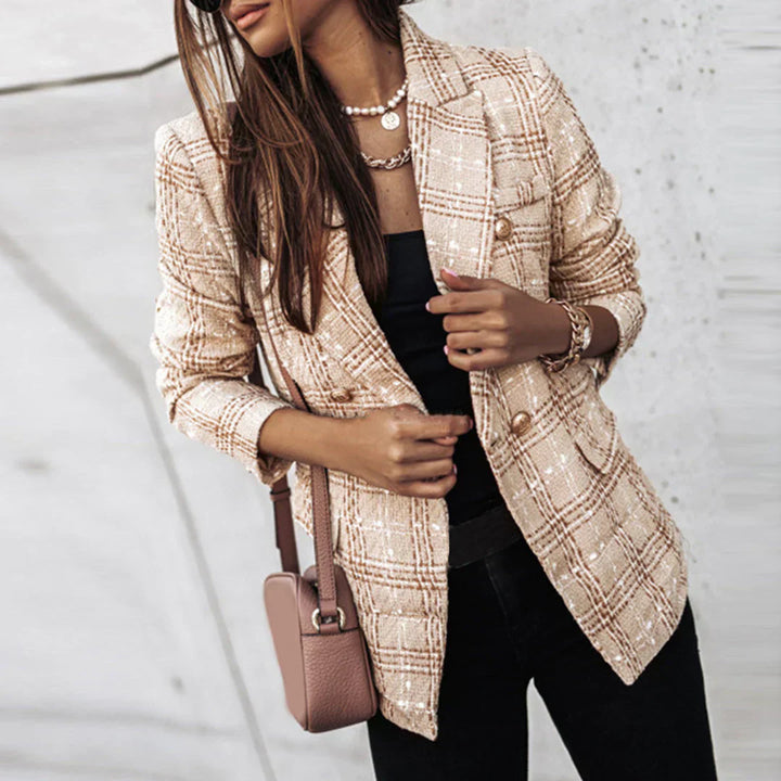Geruite Tweed Jas Voor Dames