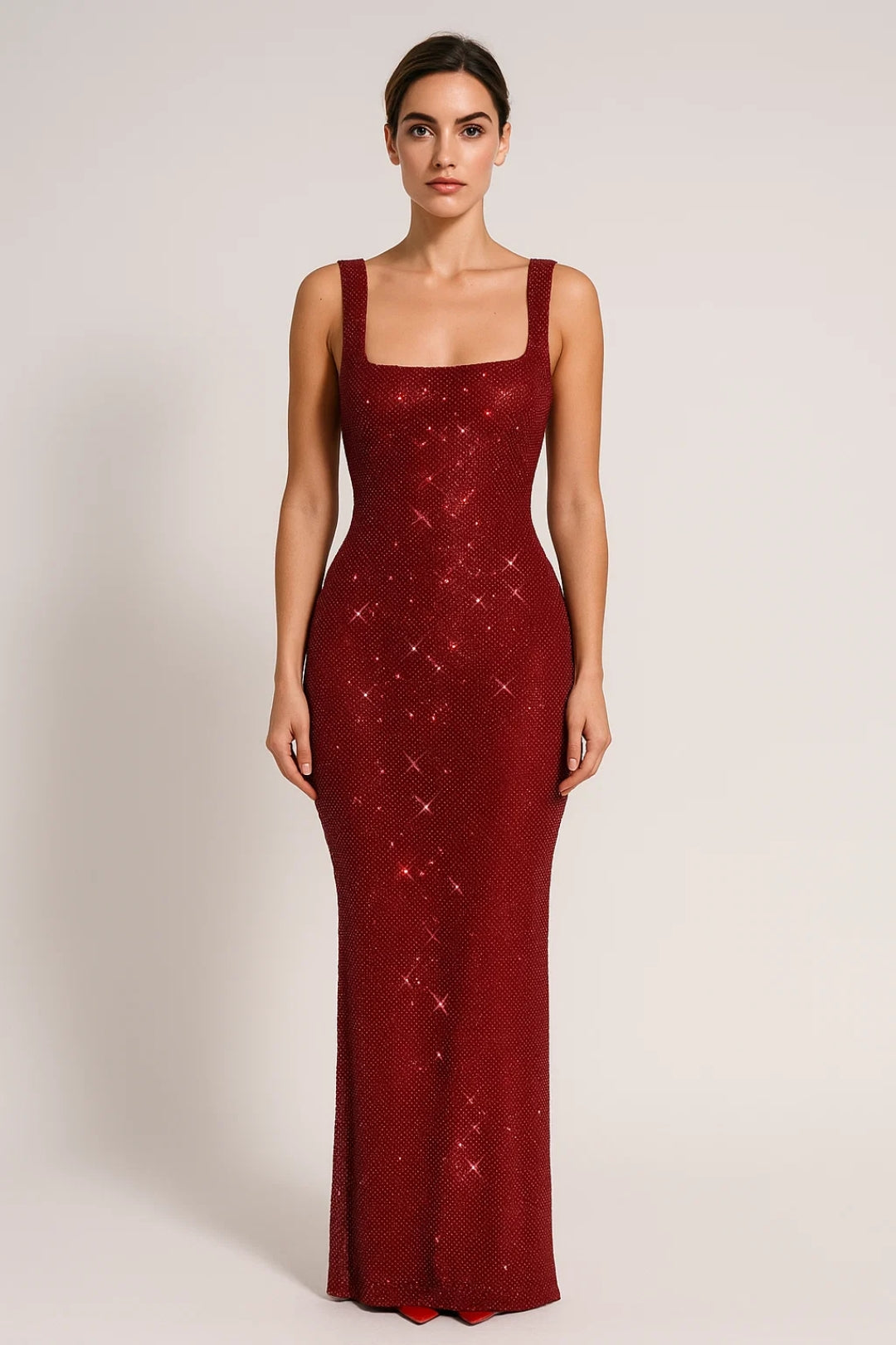 Dames Pailletten Maxi Jurk Met Open Rug