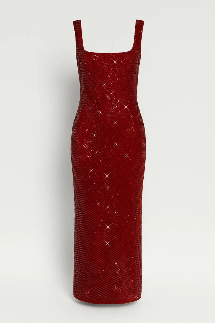 Dames Pailletten Maxi Jurk Met Open Rug