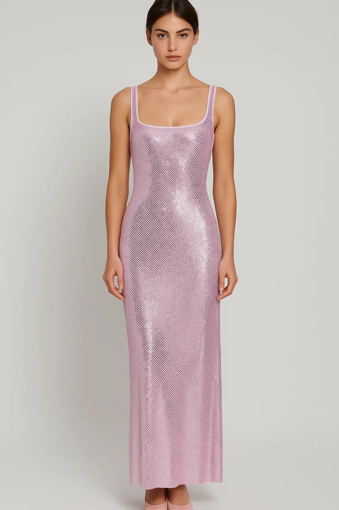 Dames Pailletten Maxi Jurk Met Open Rug