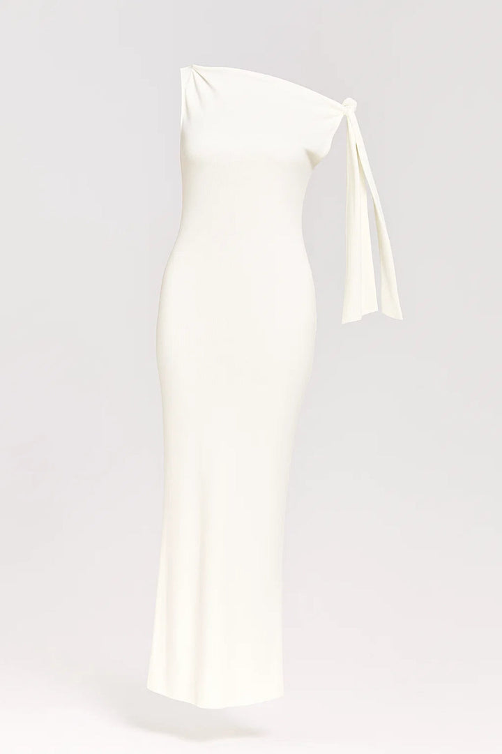 Witte Elegante One Shoulder Maxi Jurk