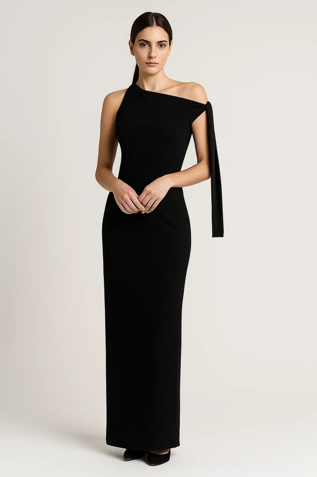 Witte Elegante One Shoulder Maxi Jurk
