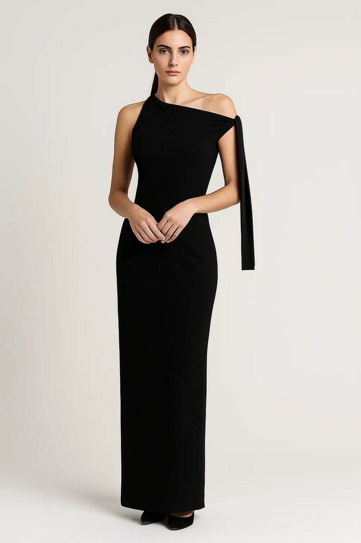Witte Elegante One Shoulder Maxi Jurk