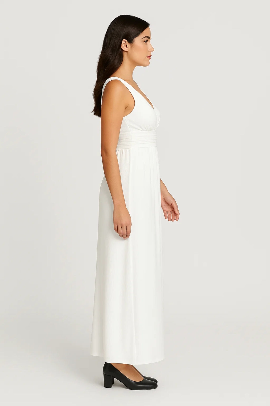 Witte Elegante V Hals Maxi Jurk