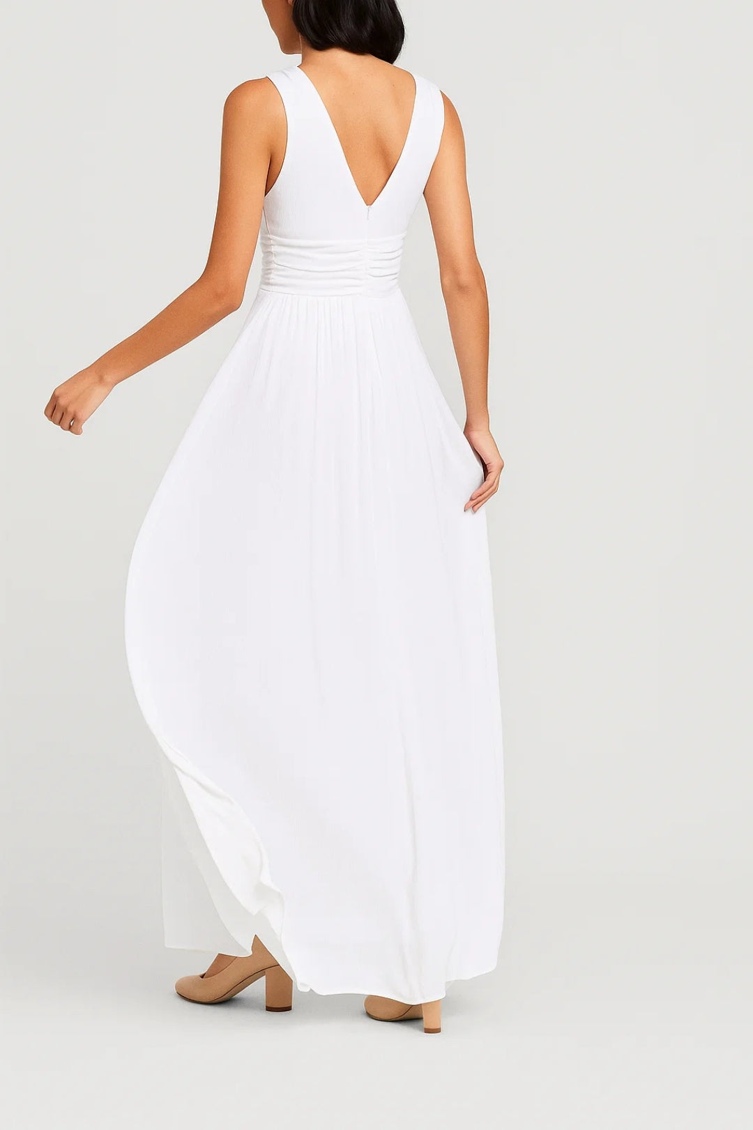 Witte Elegante V Hals Maxi Jurk
