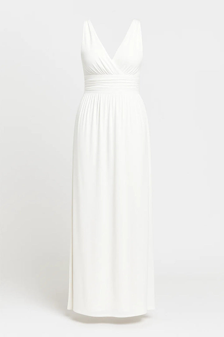Witte Elegante V Hals Maxi Jurk