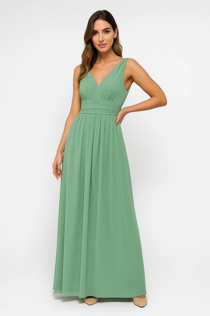 Witte Elegante V Hals Maxi Jurk
