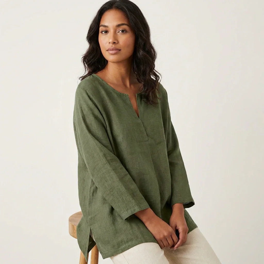 Linnen dames blouse met relaxte pasvorm – Camille
