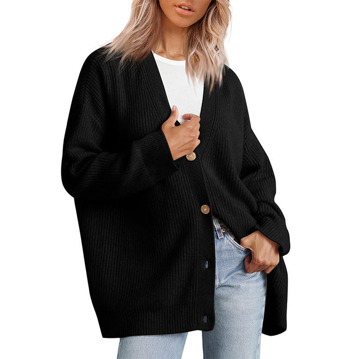 Vrouwen Oversized Knopen-Voorkant Gebreide Cardigan Trui