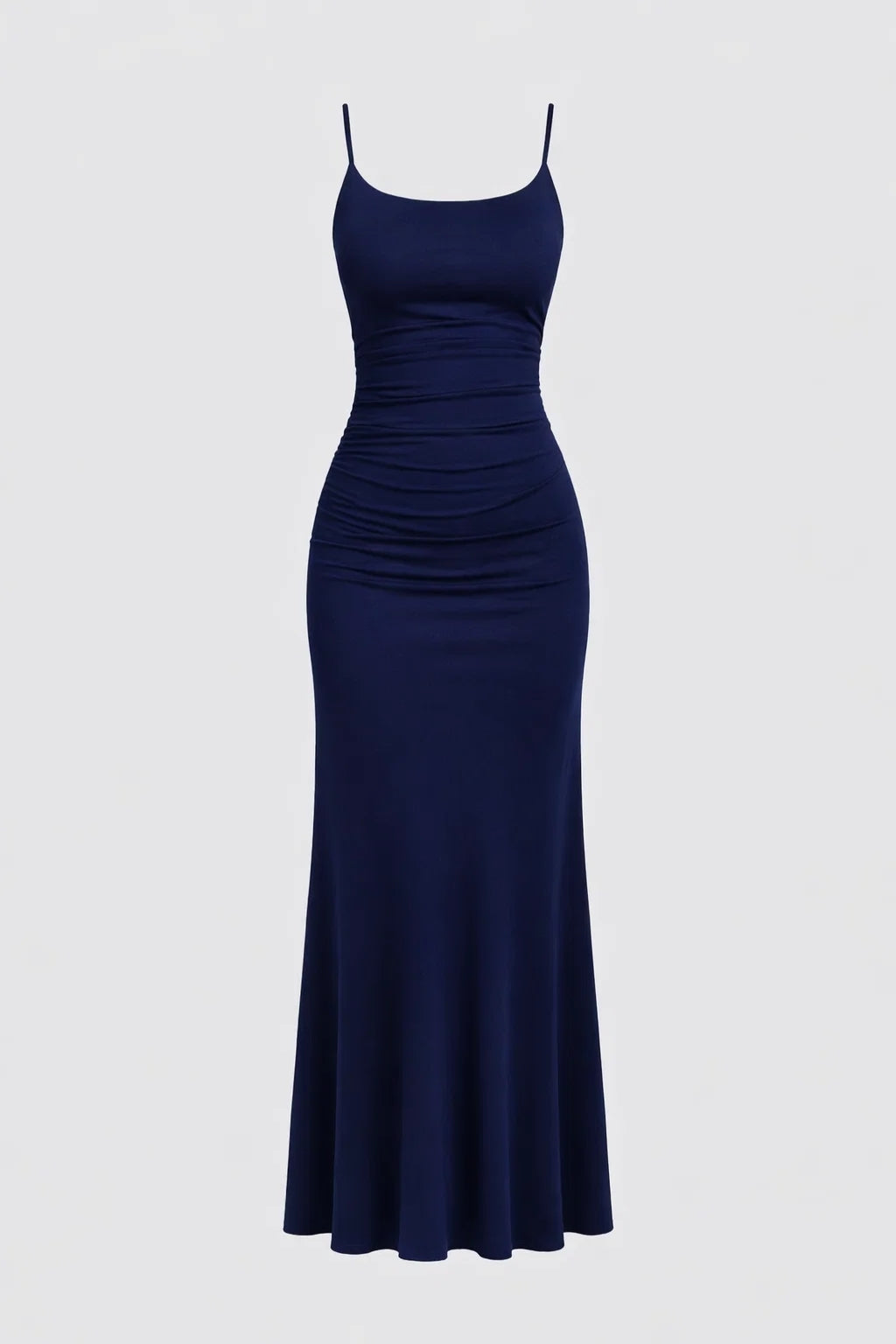 Donkerblauwe Bodycon Maxi Jurk met Bandjes
