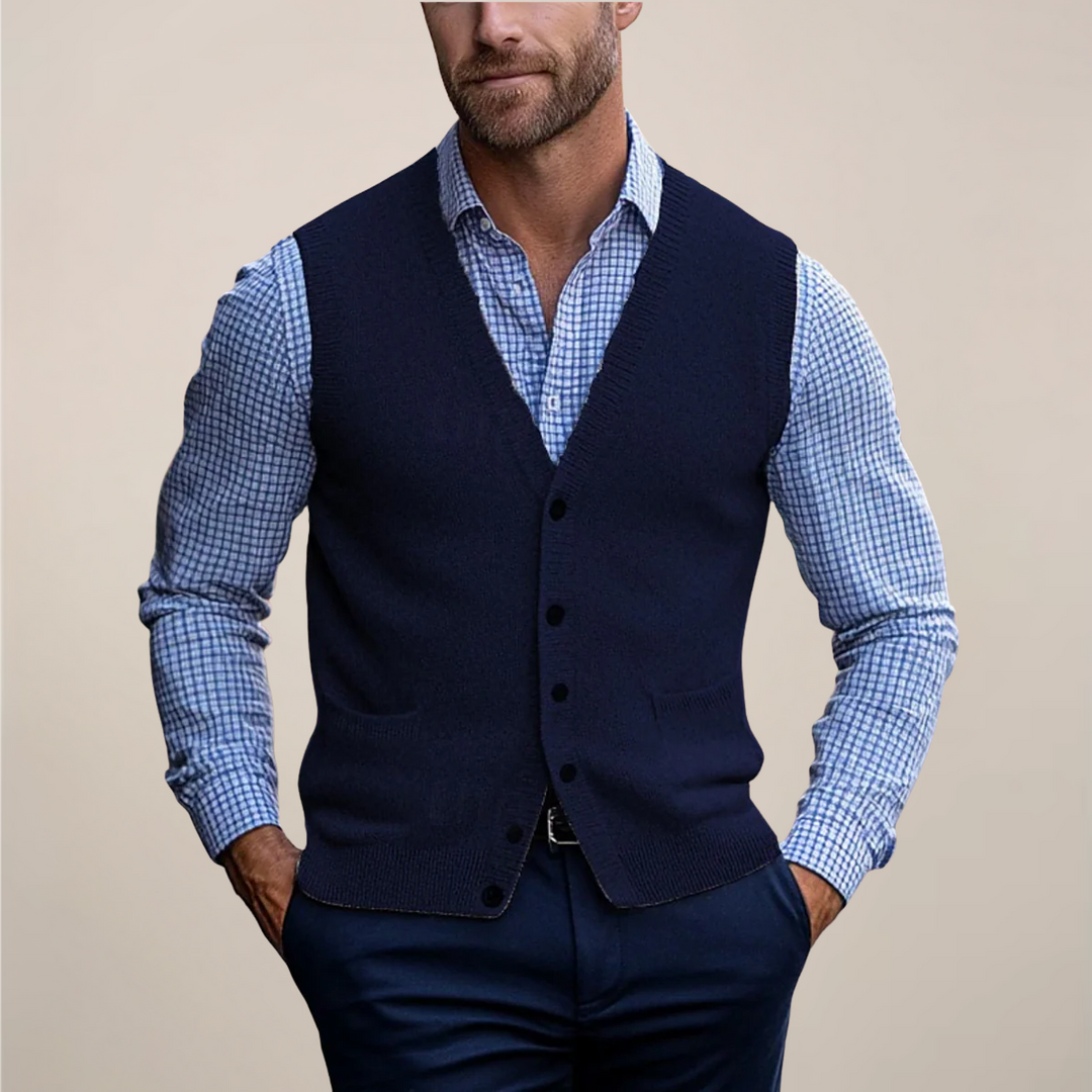Gregory | Heren Lente Gebreid Gilet Met Knopen