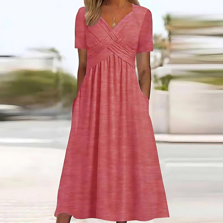 V-hals Midi-Jurk voor Dames