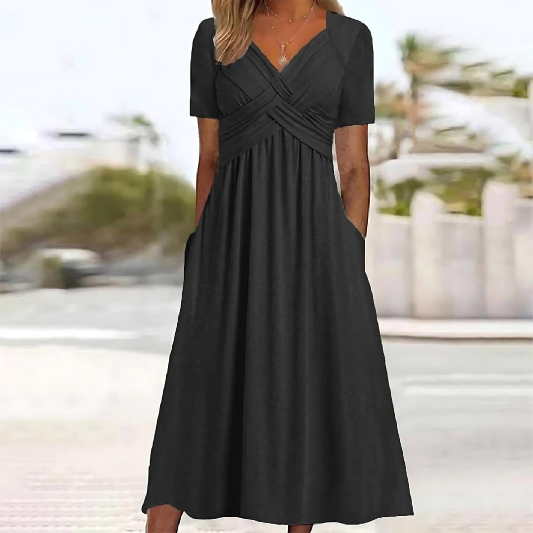 V-hals Midi-Jurk voor Dames