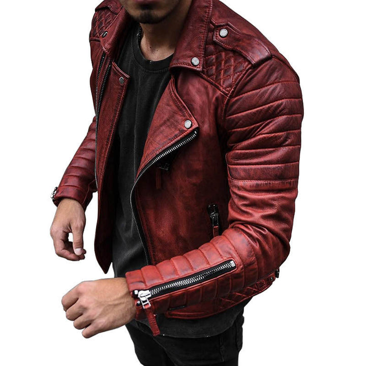 Stefan™ Heren Sherpa Gevoerde Leren Bikerjack