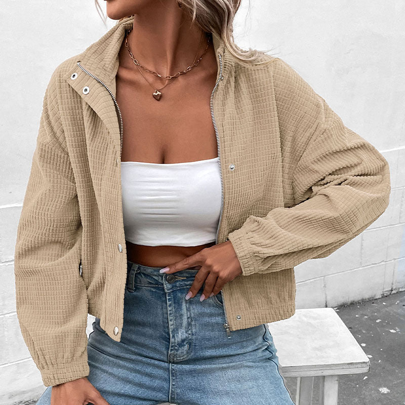 Dames Cropped lange mouwenjacke met Zakken