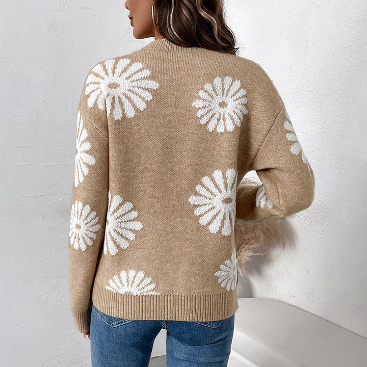 Sophie | Dames Lange Mouw Ronde Hals Bloemen Trui