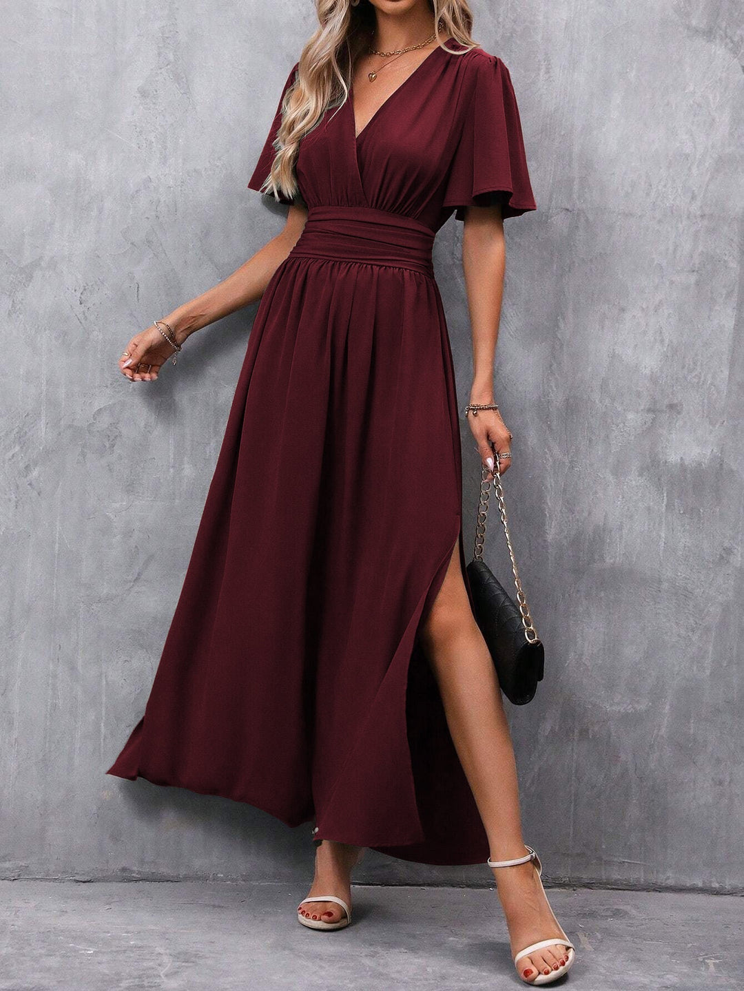 Elegante V-hals maxi-jurk voor dames