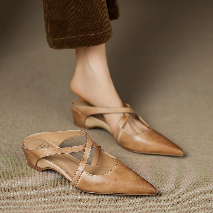 Margot Cross-Strap Leren Mule