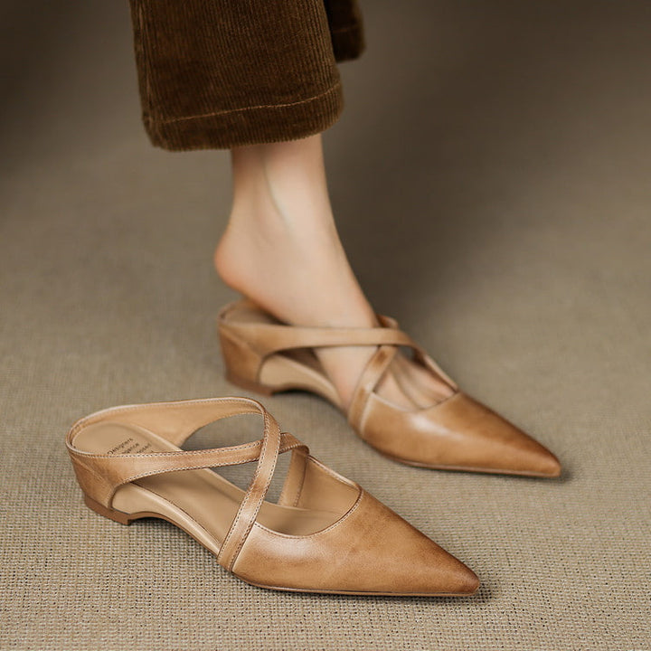 Margot Cross-Strap Leren Mule