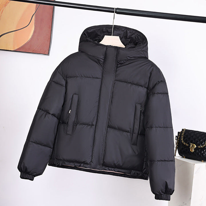 Dames gewatteerde hoodiejack met een boxy snit en verborgen sluiting
