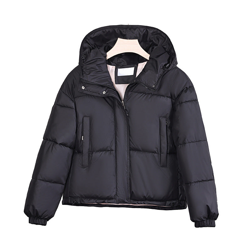 Dames gewatteerde hoodiejack met een boxy snit en verborgen sluiting