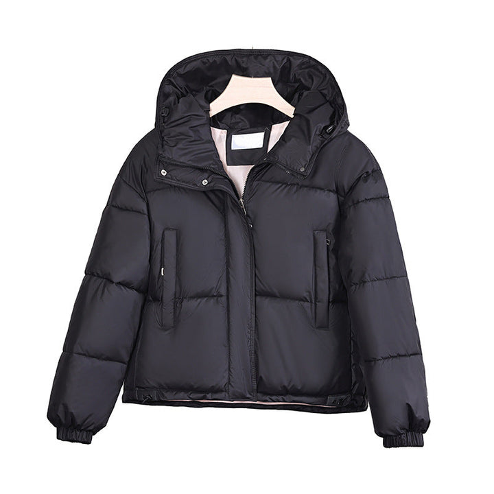 Dames gewatteerde hoodiejack met een boxy snit en verborgen sluiting