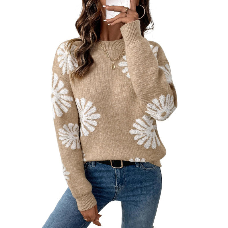 Sophie | Dames Lange Mouw Ronde Hals Bloemen Trui
