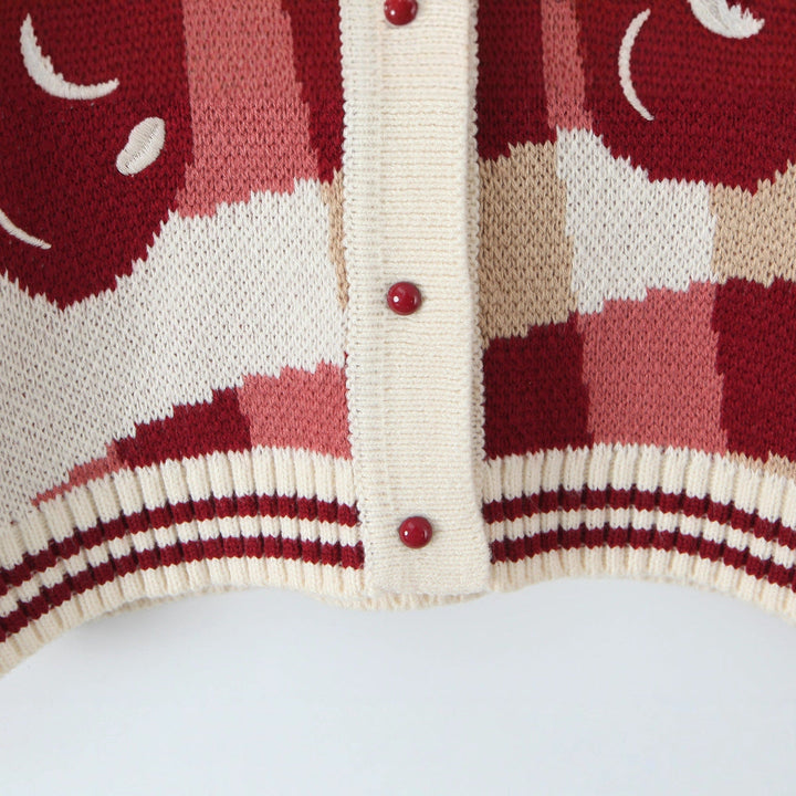 Dames Korte Gebreide Cardigan met Kersenbloesem Bloemmotief