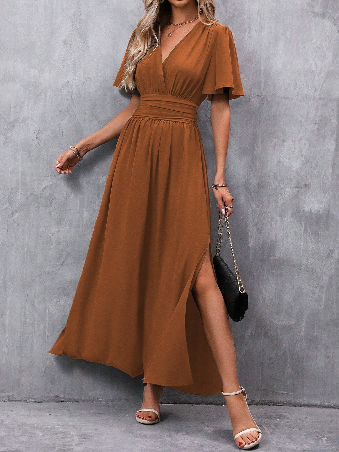 Elegante V-hals maxi-jurk voor dames