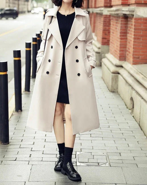 Trenchcoat met Dubbele Rij Knopen