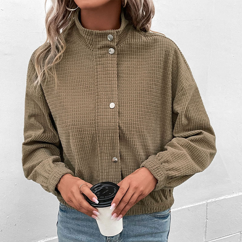 Dames Cropped lange mouwenjacke met Zakken