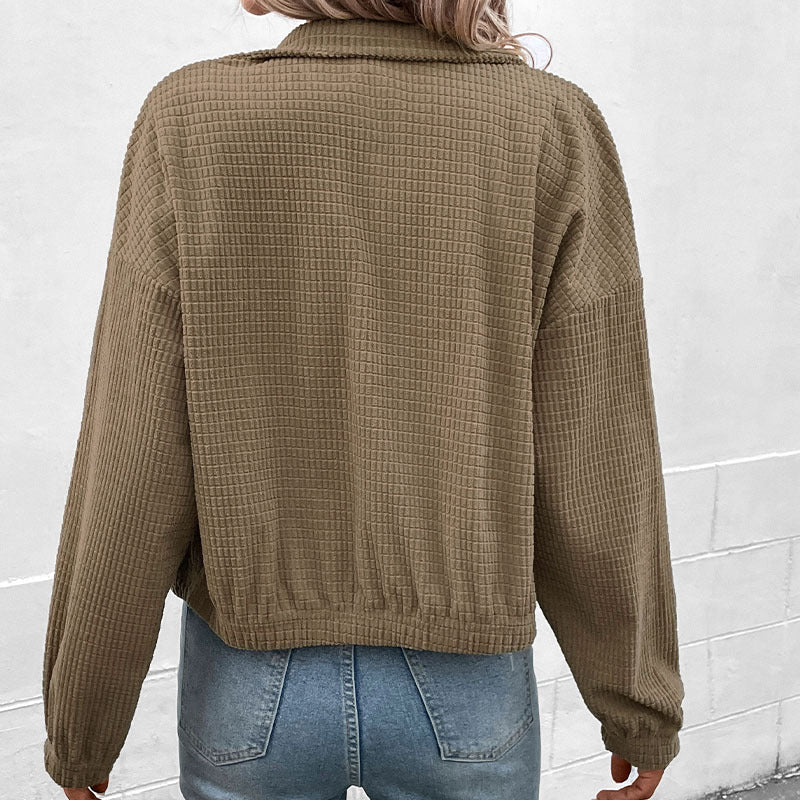 Dames Cropped lange mouwenjacke met Zakken