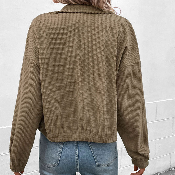 Dames Cropped lange mouwenjacke met Zakken