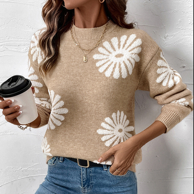 Sophie | Dames Lange Mouw Ronde Hals Bloemen Trui