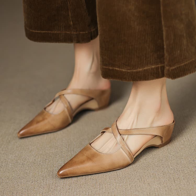 Margot Cross-Strap Leren Mule