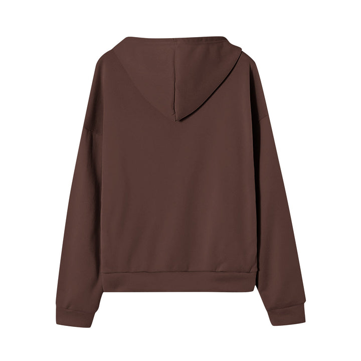 Dames ruime hoodie met rits, kangoeroezakken en ribgebreide boorden