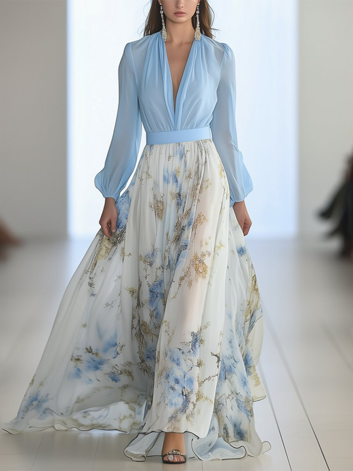 Allison | Dames Elegante Bloemen Chiffon Maxi Jurk