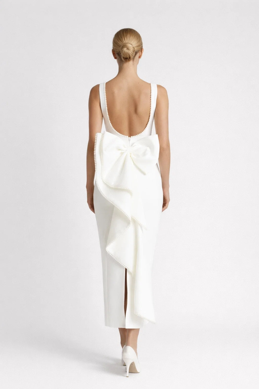 Witte Elegante Maxi Jurk met Open Rug