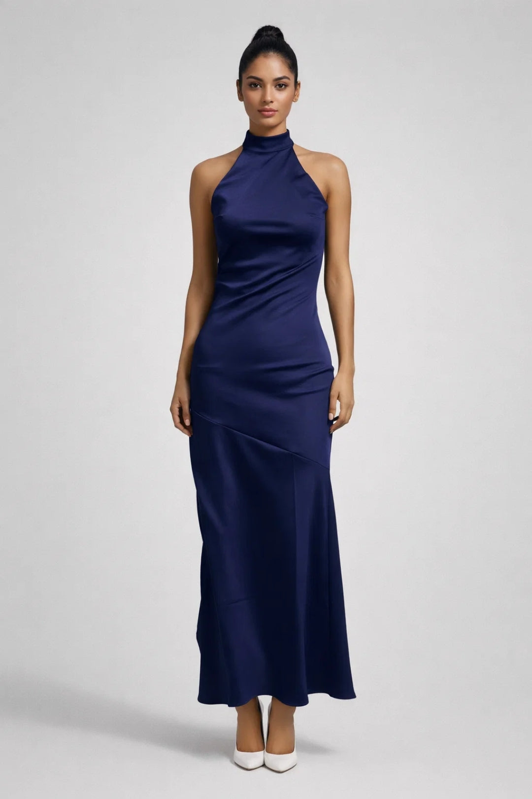 Gele Elegante Halter Maxi Jurk