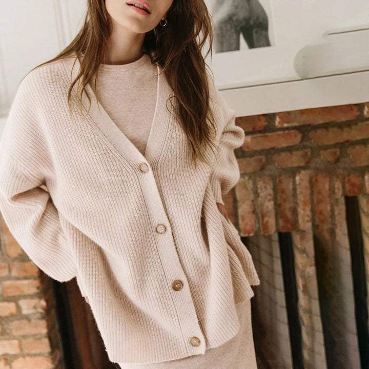 Vrouwen Oversized Knopen-Voorkant Gebreide Cardigan Trui