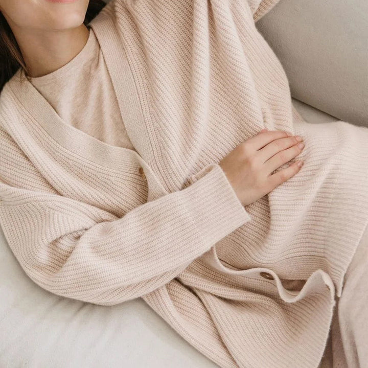Vrouwen Oversized Knopen-Voorkant Gebreide Cardigan Trui