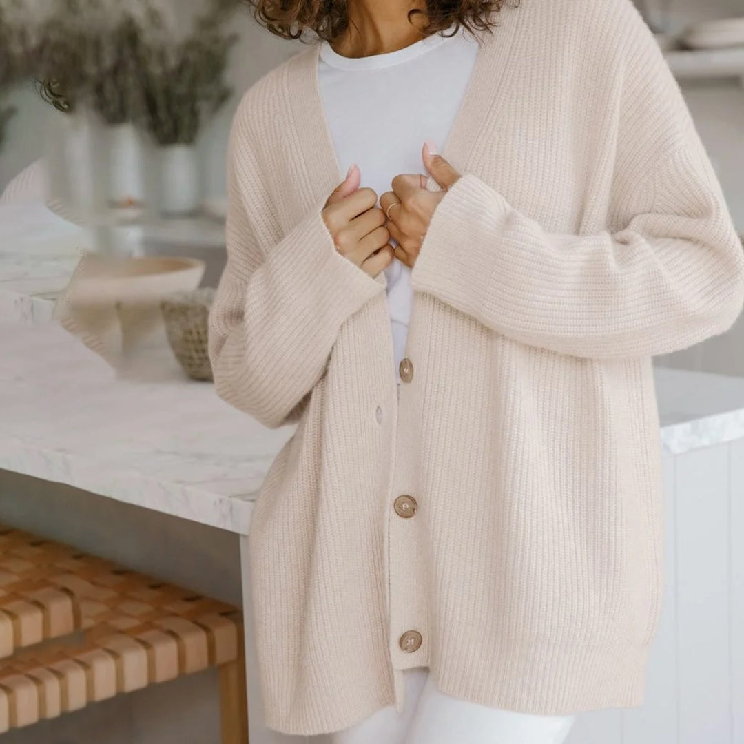 Vrouwen Oversized Knopen-Voorkant Gebreide Cardigan Trui