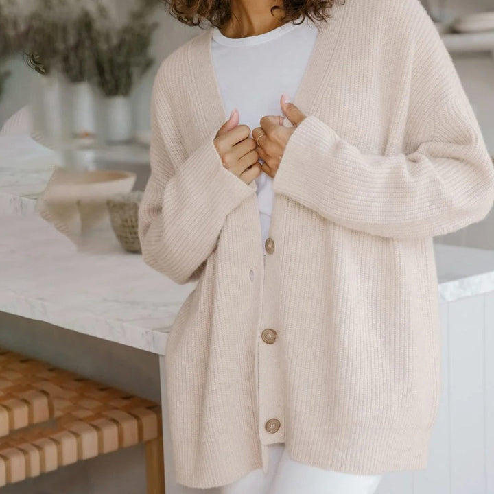 Vrouwen Oversized Knopen-Voorkant Gebreide Cardigan Trui