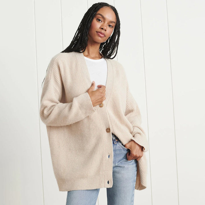 Vrouwen Oversized Knopen-Voorkant Gebreide Cardigan Trui