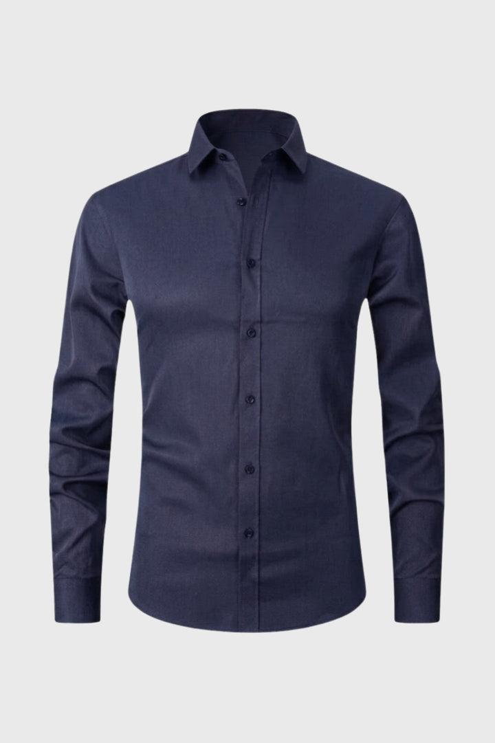 Heren Slim Fit Overhemd met Lange Mouwen en Stretch