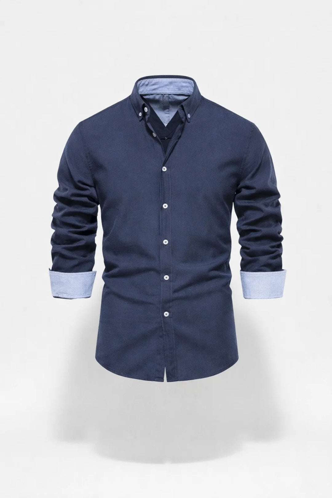 Overhemd Heren - Slim Fit Button-Down met Contrastmanchet | Casual