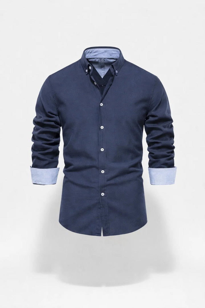 Overhemd Heren - Slim Fit Button-Down met Contrastmanchet | Casual