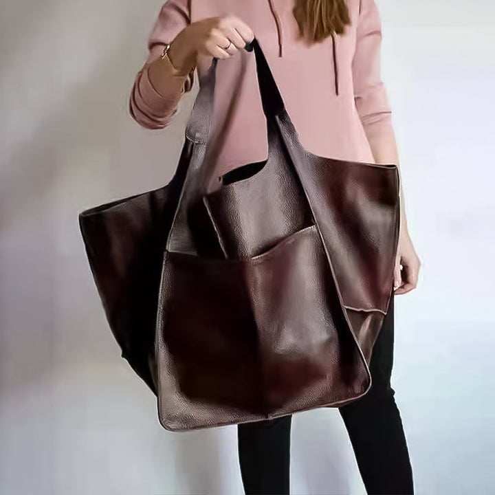 Oversized Leren Vintage Schoudertas