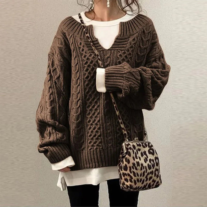 Oversized gebreide trui met kabelpatroon
